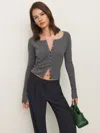 Reformation Meadow Regenerative Merino Cardigan In Mid Grey