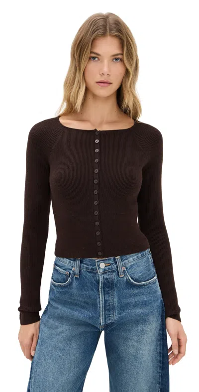 Reformation Meadow Regenerative Merino Cardigan Mole In Brown