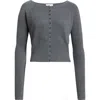 Reformation Caspia Cashmere Cropped Cardigan In Gray