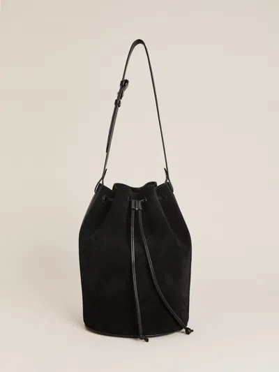 Reformation Medium Ornellia Bucket Bag In Black Suede