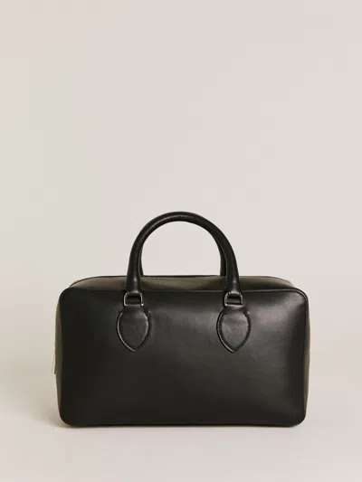 Reformation Medium Patrizia Bowling Bag In Black Leather