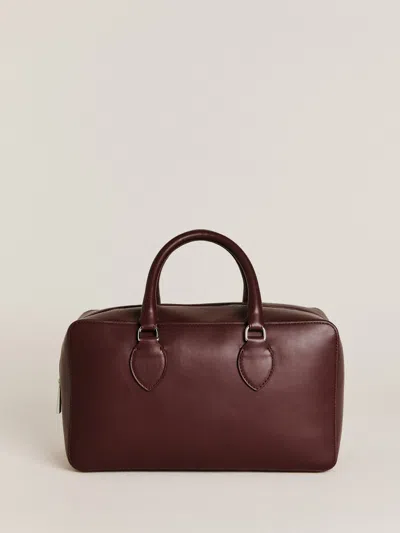 Reformation Medium Patrizia Bowling Bag In Ruby Leather