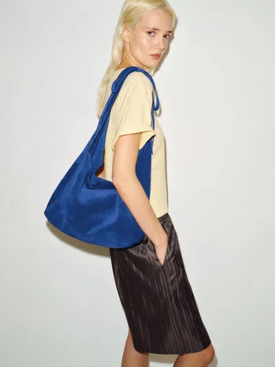 Reformation Medium Vittoria Tote Bag Blue Leather