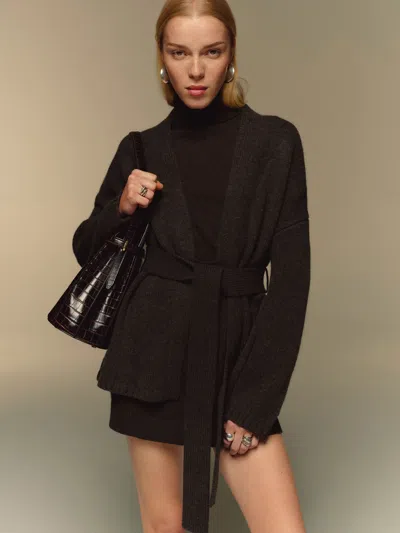 Reformation Meg Wrap Sweater Coat In Burgundy