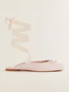 Reformation Megan Lace Up Ballet Flat In Rose