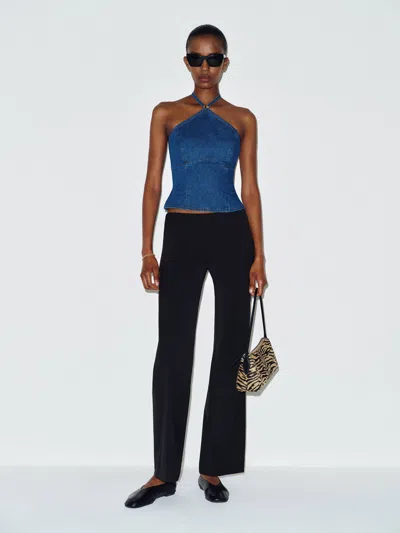 Reformation Meghan Denim Halter Top Blue 0