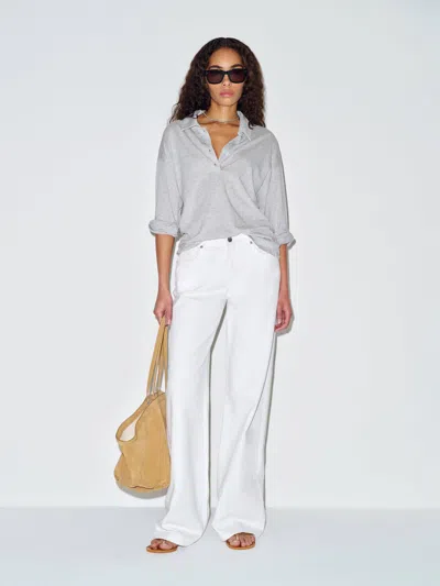 Reformation Mellen Polo Knit Top Heather Grey Xs In Gray