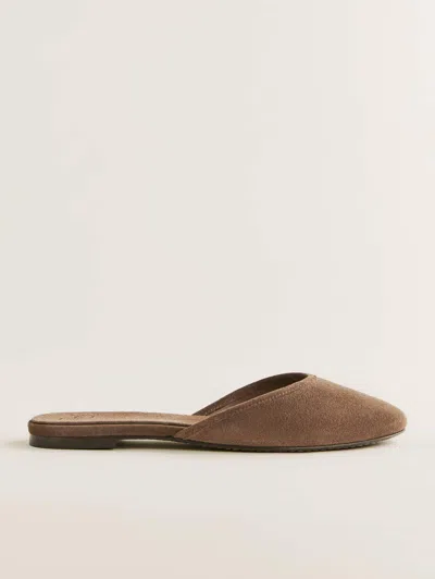 Reformation Melly Flat Mule In Farro Suede