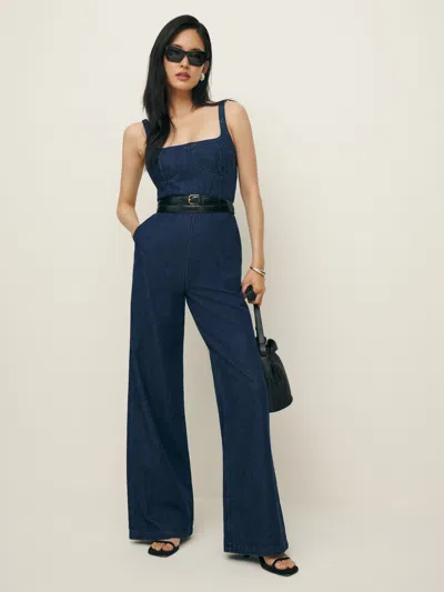 Reformation Melody Denim Jumpsuit In Prespa