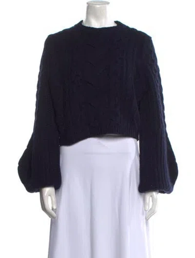 Pre-owned Reformation Merino Wool Crew Neck Sweater In Black