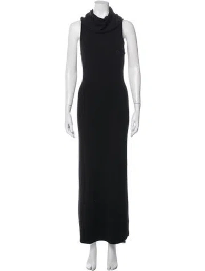 Pre-owned Reformation Merino Wool Long Dress In Black
