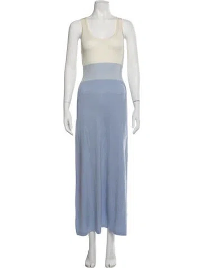 Pre-owned Reformation Merino Wool Long Dress In Blue