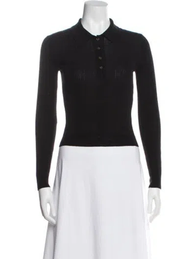 Pre-owned Reformation Merino Wool Long Sleeve Polo In Gray