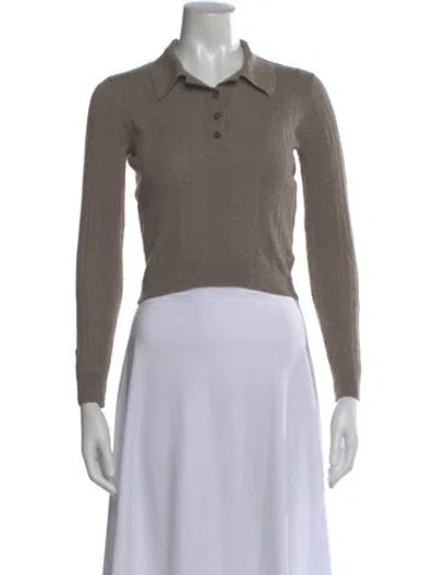 Pre-owned Reformation Merino Wool Long Sleeve Polo In Neutral