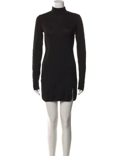 Pre-owned Reformation Merino Wool Mini Dress In Black