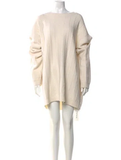 Pre-owned Reformation Merino Wool Mini Dress In Neutral