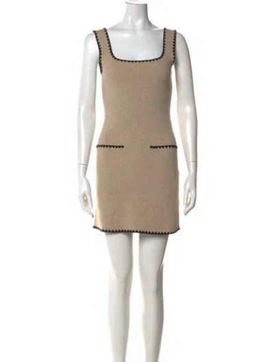 Pre-owned Reformation Merino Wool Mini Dress In Neutral