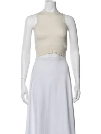Pre-owned Reformation Merino Wool Mock Neck Crop Top In Neutral