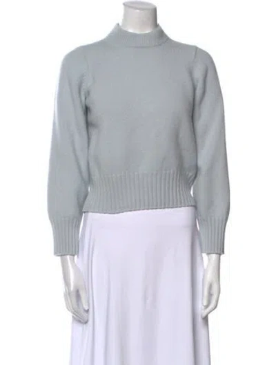 Pre-owned Reformation Merino Wool Mock Neck Sweater In Blue