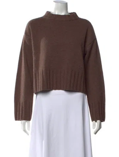 Pre-owned Reformation Merino Wool Mock Neck Sweater In Brown