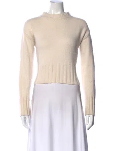Pre-owned Reformation Merino Wool Mock Neck Sweater In Neutral