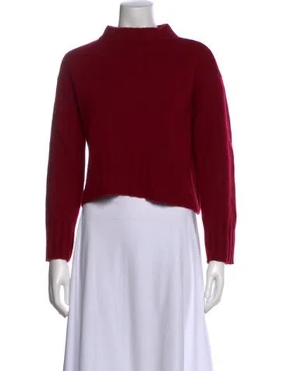 Pre-owned Reformation Merino Wool Mock Neck Sweater In Red