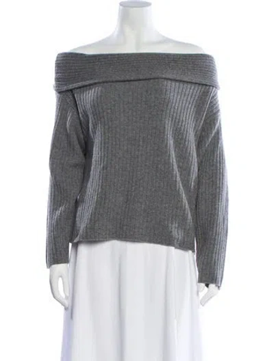 Pre-owned Reformation Merino Wool Off-the-shoulder Sweater W/ Tags In Gray