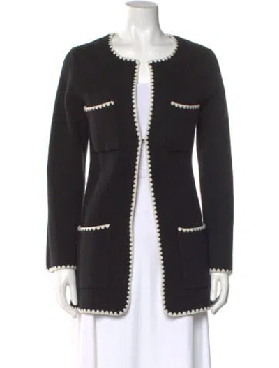 Pre-owned Reformation Merino Wool Open Front Sweater In Black