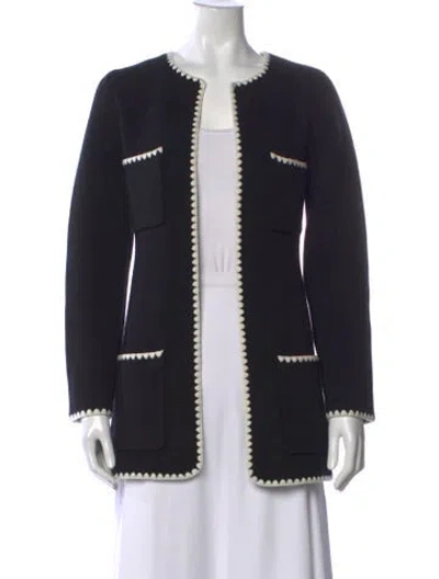 Pre-owned Reformation Merino Wool Open Front Sweater In Black