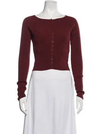 Pre-owned Reformation Merino Wool Open Front Sweater In Burgundy