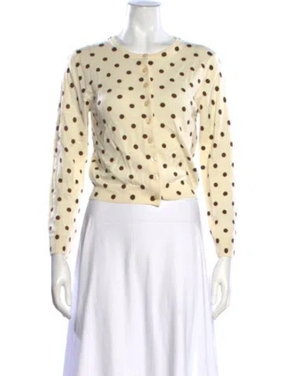 Pre-owned Reformation Merino Wool Polka Dot Print Sweater In Yellow