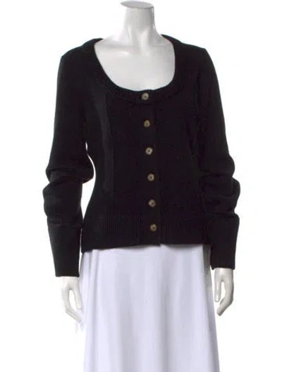 Pre-owned Reformation Merino Wool Scoop Neck Sweater In Black