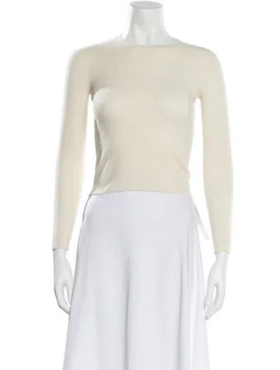 Pre-owned Reformation Merino Wool Scoop Neck Sweater In Neutral