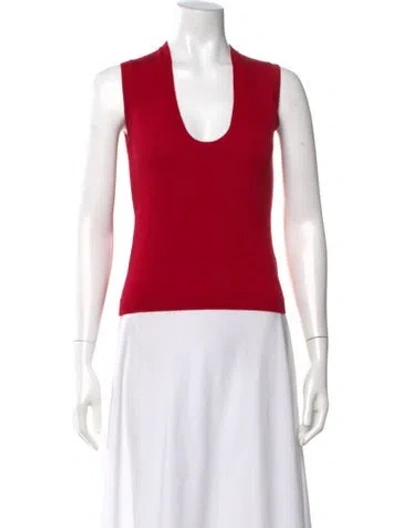 Pre-owned Reformation Merino Wool Scoop Neck Sweater In Red