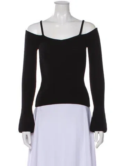 Pre-owned Reformation Merino Wool Square Neckline Sweater In Black
