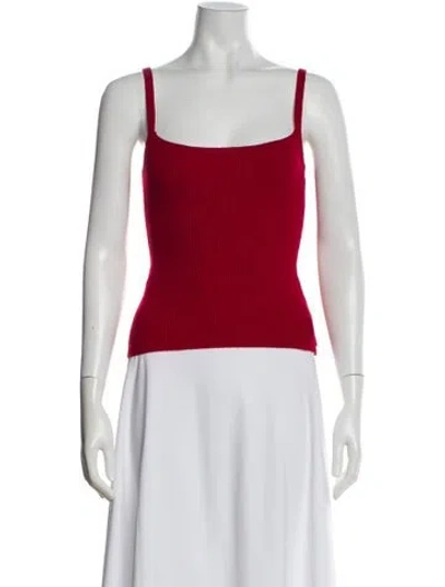 Pre-owned Reformation Merino Wool Square Neckline Top In Red