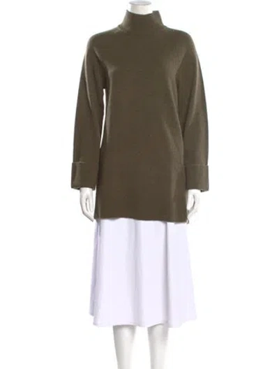 Pre-owned Reformation Merino Wool Turtleneck Sweater In Green