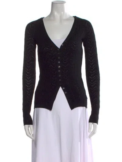 Pre-owned Reformation Merino Wool V-neck Sweater In Black