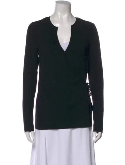 Pre-owned Reformation Merino Wool V-neck Sweater In Black