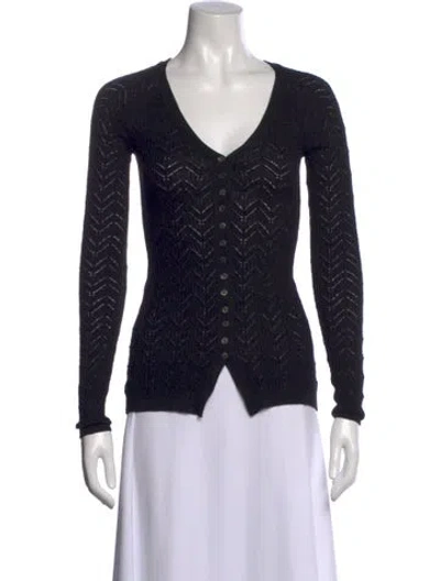Pre-owned Reformation Merino Wool V-neck Sweater In Black