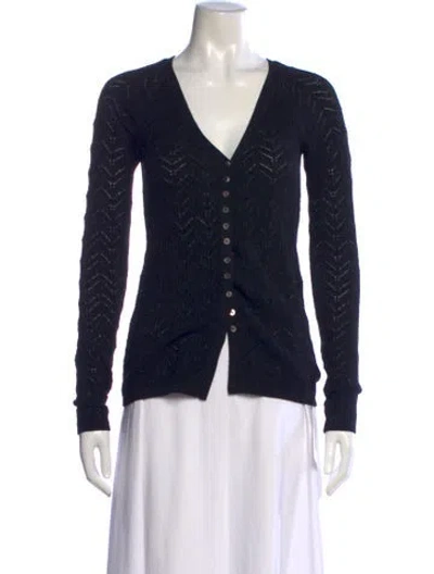 Pre-owned Reformation Merino Wool V-neck Sweater In Black