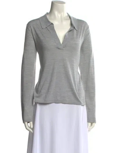 Pre-owned Reformation Merino Wool V-neck Sweater In Gray