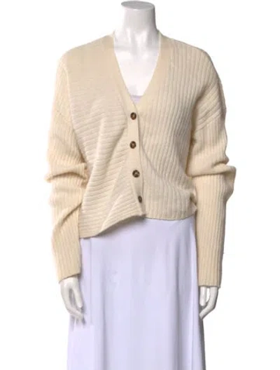 Pre-owned Reformation Merino Wool V-neck Sweater In Neutral