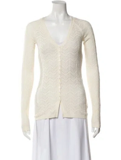 Pre-owned Reformation Merino Wool V-neck Sweater In Neutrals