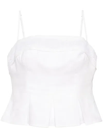 Reformation Meryl Linen Top In White