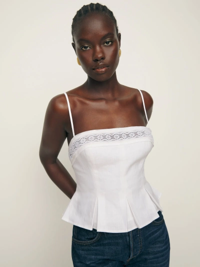 Reformation Meryl Linen Top In White