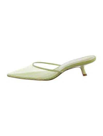 Pre-owned Reformation Mesh Accents Mules In Green