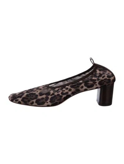 Pre-owned Reformation Mesh Animal Print Pumps In Brown