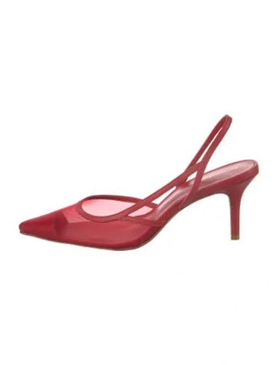 Pre-owned Reformation Mesh Crystal Embellishments Slingback Pumps In Red