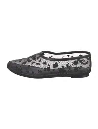 Pre-owned Reformation Mesh Floral Print Flats In Black